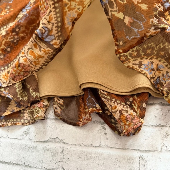 Ralph Lauren Y2K Silk Brown Paisley A-Line Skirt - Picture 5 of 10